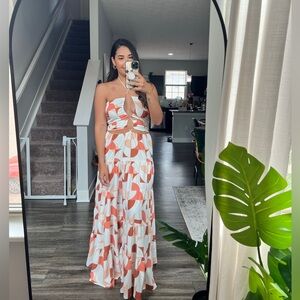 Chic Strapless Geometric Print Dress